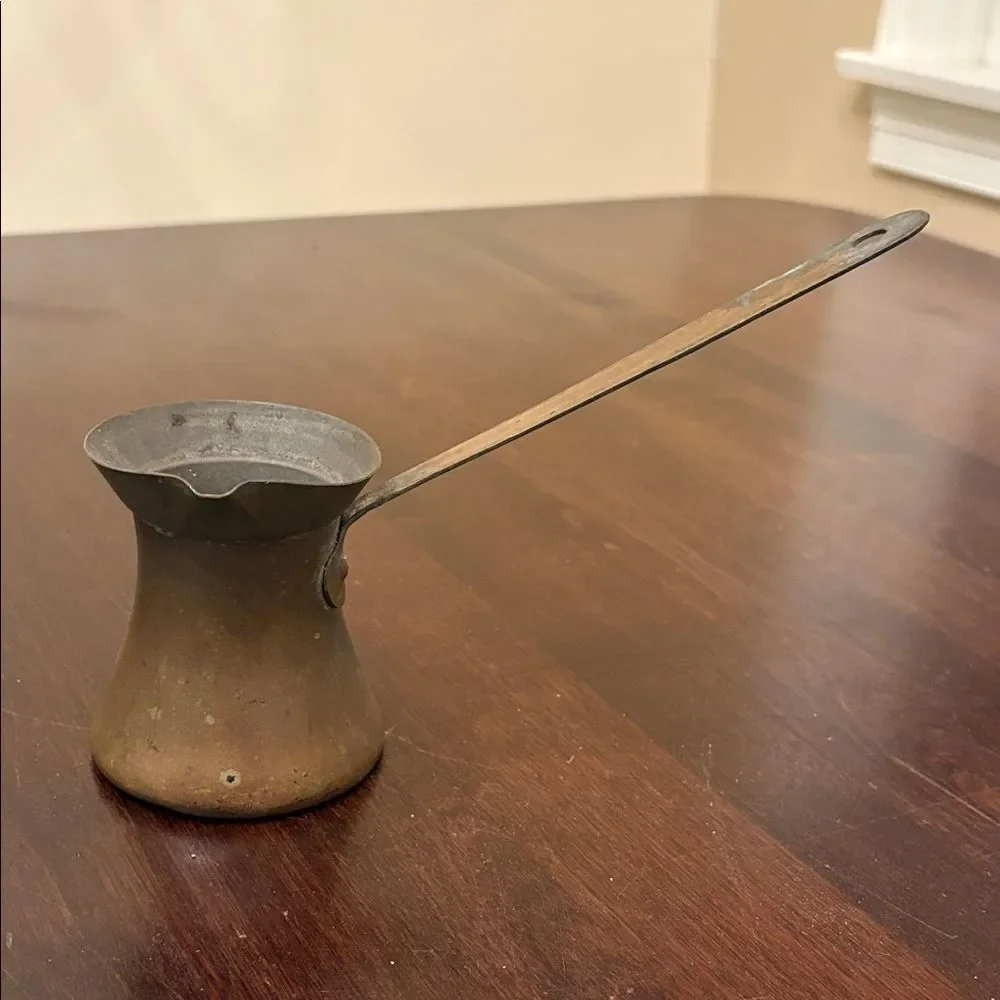 Vintage Brass Coffee Pot with Long Handle